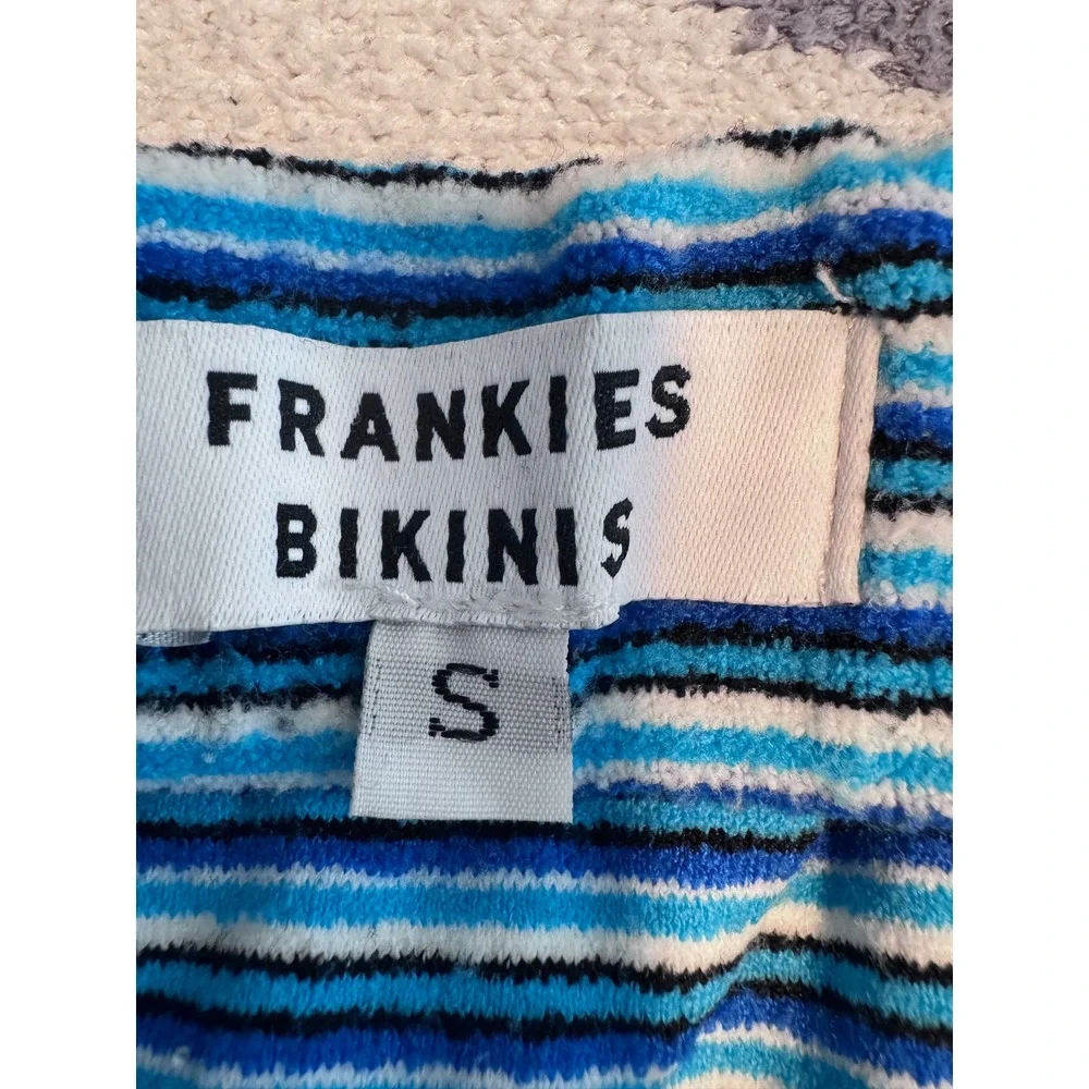 Frankie's Bikinis Windward Striped Terry Skirt Positano Stripe Blue Swim Cover S